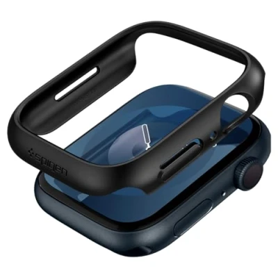 Immagine di Spigen Cover Thin Fit Compatibile con Apple Watch Series per 9/8/7 (45mm) Nero