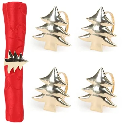 Immagine di Christmas Concepts® Set di 4 Portatovaglioli d&#039;oro Natale Lusso Impostazioni da tavola (Albero)
