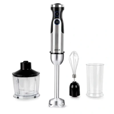 Immagine di Frullatore a Immersione 1200W JOCCA Con 3 Accessori 6 Velocità Funzione Turbo Lame in Acciaio Inox Bicchiere Misuratore, Frusta e Tritatutto Indicatori LED