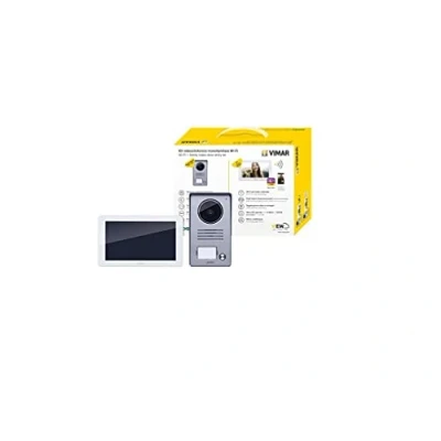 Immagine di VIMAR K40955 Kit videocitofonico da parete con: videocitofono touch screen vivavoce Wi Fi a colori LCD 7&quot;, targa audiovideo 1 pulsante, alimentatore, completo di staffe per il fissaggio, bianco