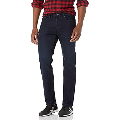 Immagine di Amazon Essentials Jeans Elasticizzati con Taglio Dritto Uomo, Blu Sovratinto, 36W / 32L