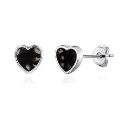 Immagine di Orecchini a forma di cuore in onice nero