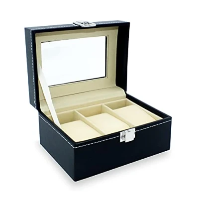 Immagine di SAFE portaorologi per orologio con coperchio trasparente 3 orologi espositore scatole porta 155 x 110 60 mm