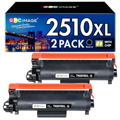 Immagine di GPC Image TN2510XL TN2510 Toner Alta Capacità Compatibili per Brother TN 2510 MFC L2800DW L2827DW L2860DW L2835DW HL L2400DWE L2445DW L2447DW DCP L2660DW L2620DW L2665DW (2 Nero)