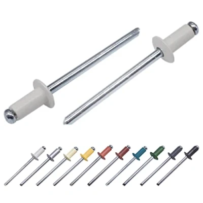 Immagine di Marcopol Confezione da 100 rivetti ciechi verniciati, 3,2 x 8 mm, testa a cupola, DIN 7337, in alluminio e mandrino acciaio, pop (100, grigio bianco RAL 9002)