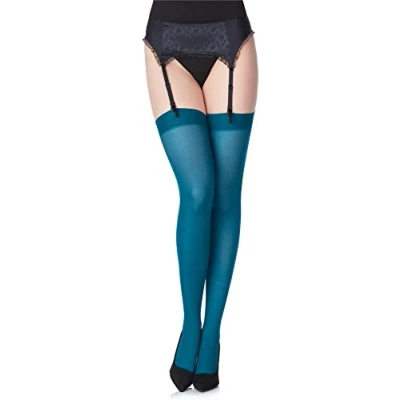 Immagine di Merry Style Calze Autoreggenti per Donne in Microfibra Unisex Modello MS 799 40 DEN (Turchese Scuro, XL XXL)