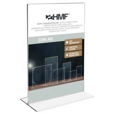 Immagine di HMF 46920 Espositore da Tavolo dritto in Acrilico DIN A6 Verticale Trasparente