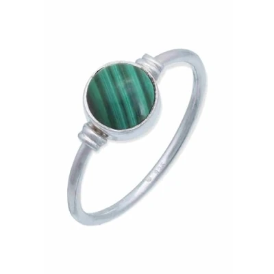 Immagine di Anello argento 925 con pietre preziose malachite pietra verde sterling da donna in vero (MRG 191 10 (52))
