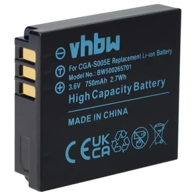 Immagine di vhbw 1x batteria sostituisce Panasonic CGA S005, S005E, S005E/1B, DMW BCC12 per fotocamera (750mAh, 3,6V, Li Ion)