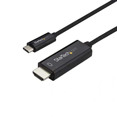 Immagine di StarTech.com Cavo USB C a HDMI da 1m, Adattatore tipo 2.0 4K 60Hz, Compatibile con Thunderbolt 3, Per monitor/display HDMI, DP 1.2 Alt Mode HBR2, Nero (CDP2HD1MBNL)