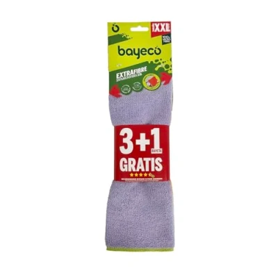 Immagine di Bayeco Panno extra morbido in microfibra 45 x 38 cm Confezione da 3 pezzi + 1 Gratis XXL Multiuso Super Assorbenti Più Pulizia una sola passata