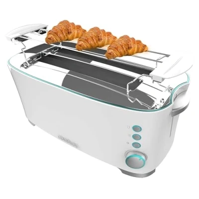 Immagine di Cecotec Toast&amp;Taste Extra Double W, 1350 W di potenza, doppia scanalatura lunga per 2 toast, spegnimento e pop up automatico, in acciaio inox, raccogli briciole