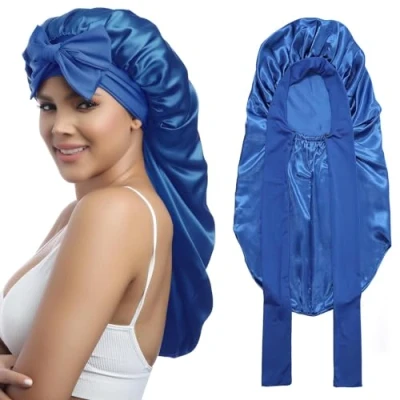 Immagine di Coubeau Cuffia Lunga in Raso di Seta per Dormire da Donna Capelli la Notte Ricci Lunghi