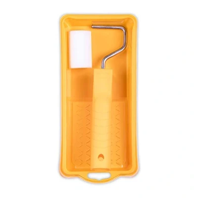Immagine di HARDY WORKING TOOLS Rullo di vernice Set, Rotolo vernice, vasca e rulli colorati schiuma, Altezza del pelo 7mm, Lunghezza 5,5cm, Diametro 35mm, bianco giallo, A0180 113000