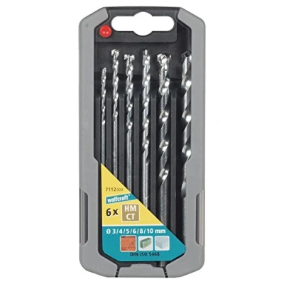 Immagine di wolfcraft Set di punte Per pietra con placchette in metallo duro, Ø 3 10 mm, da 6 pz. I 7112000 forare mattoni, artificiale e naturale