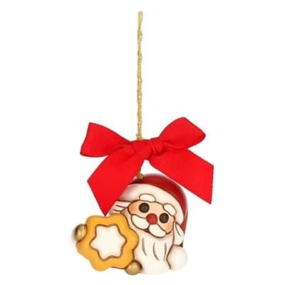 Immagine di THUN, Addobbo Natalizio Babbo Natale con Stella in Ceramica di Alta Qualità, Versione Piccola, Collezione Natale, da Collezione, Idea Regalo per 5,9 x 3,6 4,6 cm