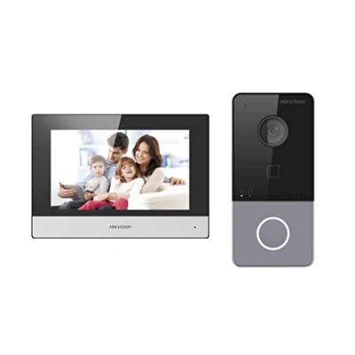 Immagine di Hikvision IP video intercom kit for villa or house only one call button. DS KV6113 WPE1. x1: KH6320 WTE1. PSU x2: It includes 2 European power