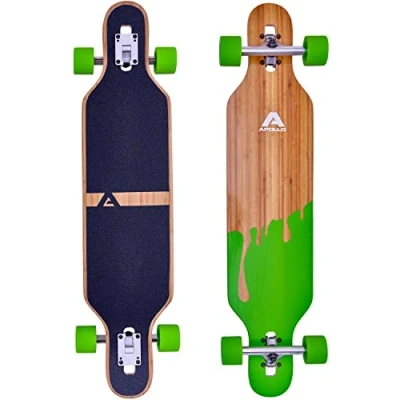 Immagine di Apollo Longboard, tavola completa con in bambù e fibra di vetro, alta qualità cuscinetti ABEC 9, Flex 2 Longboard per ragazzi adulti