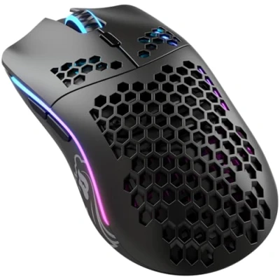 Immagine di Glorious gaming Model O wireless Mouse da senza fili Superleggero, 69 g, design a nido d&#039;ape, RGB, ambidestro, 2,4 GHz lag, fino 71 ore di batteria Nero opaco