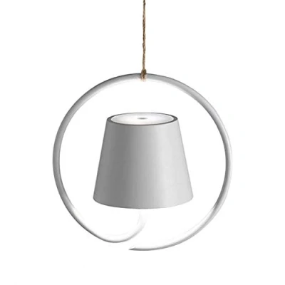 Immagine di Zafferano Poldina Lampada Ricaricabile LED a Sospensione, Corpo in Alluminio, Protezione IP54, Adatta per Uso Esterno/Interno, Regolabile, Presa EU 2.2 W, Bianco