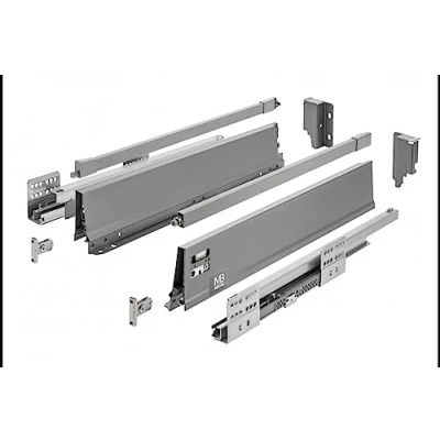 Immagine di GTV Modern Box Pro guide per cassetti I L = 450 mm H 135 antracite cassetto con chiusura silenziosa sincronizzazione del percorso delle carico fino a 40 kg PB MBPRO KPL450B