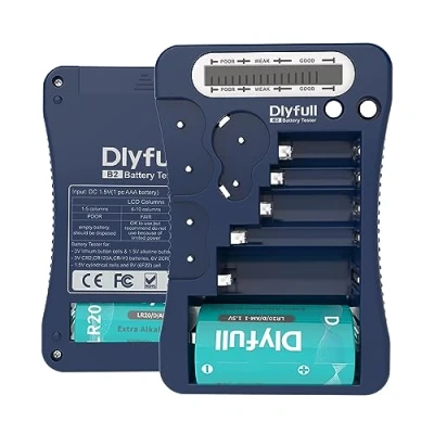 Immagine di Dlyfull LCD Tester Batterie Universale per AA, AAA, C, D, 9V Digitale CR123A, CR2, CRV3, 2CR5, CRP2 Volt Checker a Bottone da 1.5V e 3V (Blu)