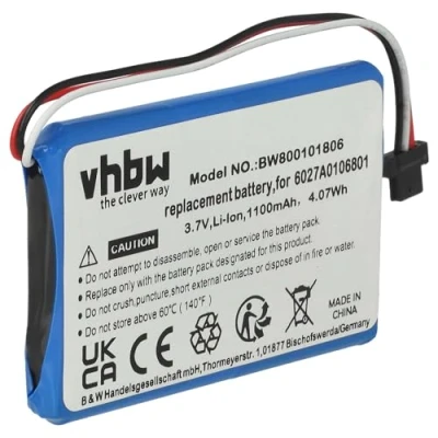 Immagine di vhbw 1x batteria compatibile con TomTom XL V3, IQ, 4EM0.001.01 navigatore GPS (1100mAh, 3,7V, Li Ion) Sostituisce 6027A0093901