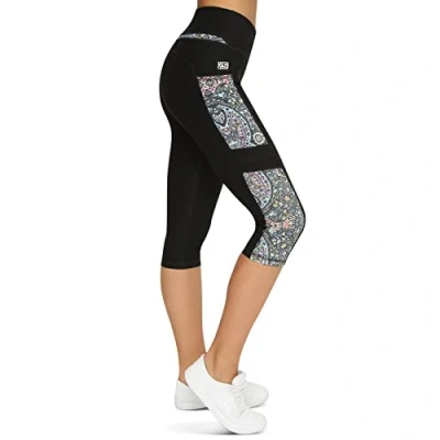Immagine di Variosports Sport Capri 3/4 con 2 Scomparti Laterali per Telefono Cellulare, Chiavi, Carta di Credito e Co. Fitness Collant Sportivo Spirit One Modello Yoga. (Spirit S)