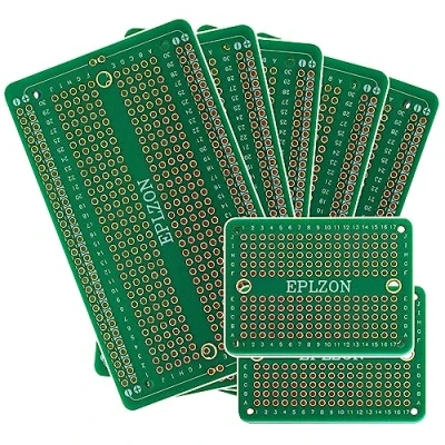 Immagine di EPLZON Tagliere saldabile PCB placcato oro per progetti di elettronica fai da te compatibile con saldatura Arduino 2,05 &quot;x 3,5&quot; (confezione 5 + 2 mini board,Verde)