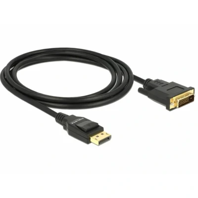 Immagine di Delock DisplayPort / DVI Cavo Spina DisplayPort, D 24+1pol. 2 m Nero 85313 contatti connettore dorati, intrecciato, tripla schermatura, UHD 4K;