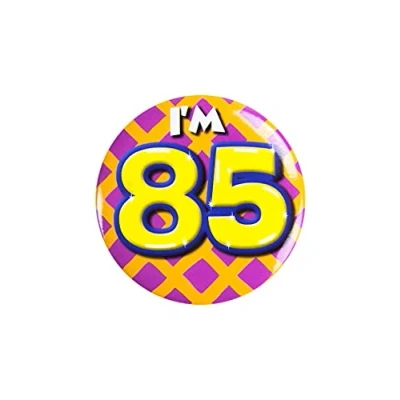 Immagine di PD Party 6014785 Compleanno Distintivo/Spillo Badge Celebrazione Festa I&#039;m 85, Multicolore, 5.5cm Lunghezza x Larghezza 0.5cm Altezza