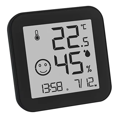 Immagine di TFA Dostmann Termoigrometro digitale BLACK &amp; WHITE, 30.5054.01, e INK display, temperatura interna, umidità, valori massimi minimi, ora data, nero