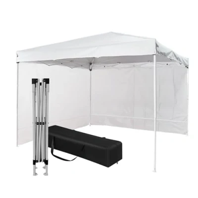 Immagine di Gazebo 3x3 Pieghevole Impermeabile Con 2 Pareti Laterali, Struttura Resistente in Acciaio, Richiudibile a Fisarmonica, Sacca Per il Trasporto, Telo Poliestere 160 gr/mq Pop up