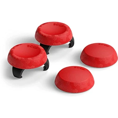 Immagine di SCUF Gommini per Analogici Confezione da 4 con 2 Basi Tactic Impugnature il Pollice del joystick Xbox One e Series XS, PS4, PS5, Nintendo Switch Pro Controllore Rosso