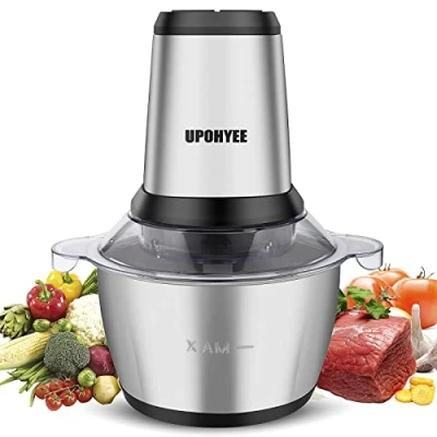 Immagine di Tritatutto Elettrico 600W da Cucina Mini Robot con 4 Lame e 2L Ciotola in Acciaio Inox Mixer 2 Velocità per Frutta Verdura Carne Spezie