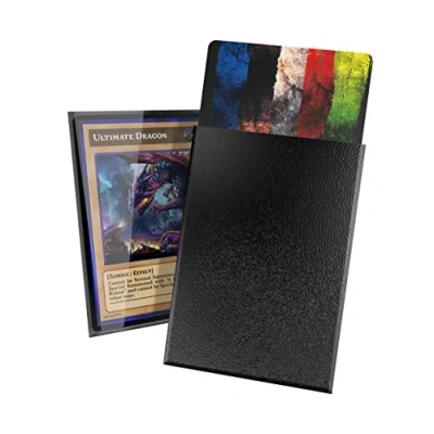 Immagine di Ultimate Guard Cortex 60 custodie per carte di credito, 62 x 89 mm, retro nero, finitura lucida, senza PVC e acidi, elevata trasparenza