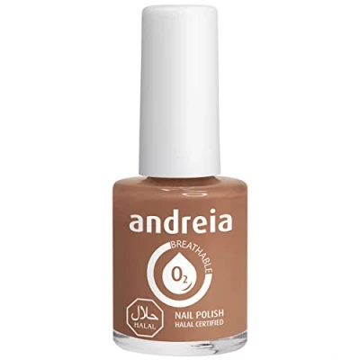Immagine di Andreia Vernis Halal Smalto Vegan, Permeabile e Traspirante conforme ai requisiti Alta Qualità Colore B18 Grigio Sfumature di Nudo Marrone 10,5 ml