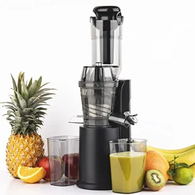 Immagine di H.Koenig Estrattore di succo Verticale Compatto 0,8L GSX16 Acciaio Inox, Slow Juicer Vitamina+ Senza BPA, Ampio Beccuccio Ingresso, Rotazione Lenta 60giri/min, Silenzioso, Sistema Inverso, 250W