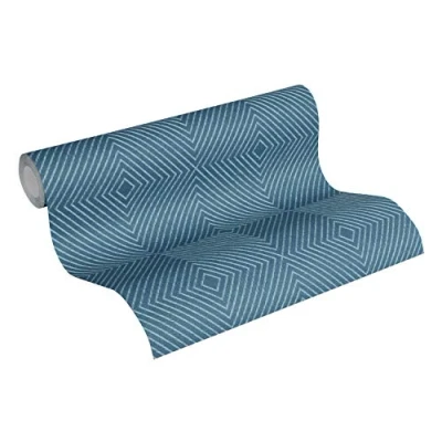 Immagine di Livingwalls 369265 Carta da parati in tessuto non tessuto, Blau Metallic, 10,05 x 0,53 m