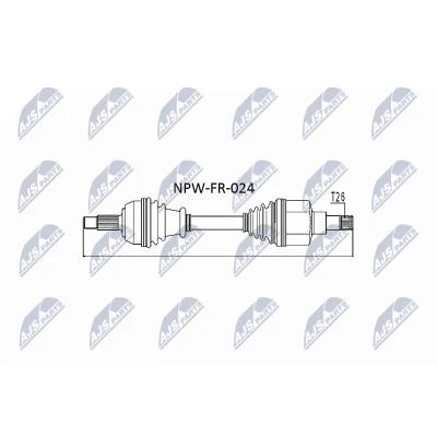 Immagine di NTY NPW FR 024 Albero motore / Semiasse Assale anteriore Sx, 646mm Cambio manuale, manuale a 5 marce