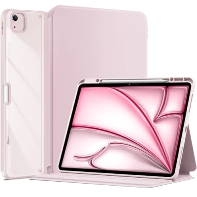 Immagine di ProCase Cover iPad Air 13 Pollici (M2) 2024 con Portapenna, Custodia 6 Generazione 13&quot; [Modello: A2898 A2899 A2900] Auto Svegliati/Sonno Rosa