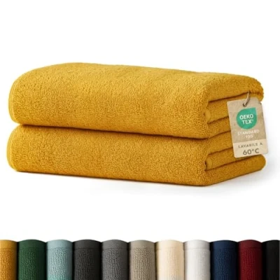 Immagine di Blumtal Asciugamani Bagno, Set Super Assorbenti, 100% Cotone Certificato Oeko Tex 100, 2 Bagno (70x140cm), Senape