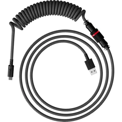 Immagine di HyperX Cavo a Spirale USB C, Connessione da C Sgancio Rapido, Design Doppia Guaina, Compatibile con Tastiere Grigio Nero