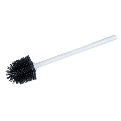Immagine di WENKO Spazzola per WC in silicone di ricambio combinazioni da bagno con manico antibatterico e testa sostituibile pulizia igiene della toilette, (L/P x A): Ø 7,5 35 cm, bianco