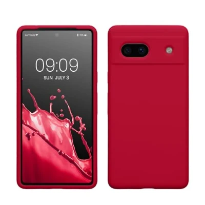 Immagine di kwmobile Cover per Google Pixel 7a Custodia Back Case Smartphone in Silicone TPU Protezione Gommata red cherry