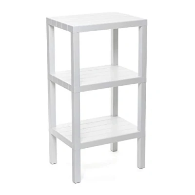 Immagine di TATAY Mensola Rettangolare Lombok, 3 Altezze, Polipropilene, Senza BPA , Finitura Effetto Legno, Tamponi Antiscivolo, Max 10 kg per Ripiano, Facile Assemblaggio, Misure 38 x 29 73.5 cm, Bianco