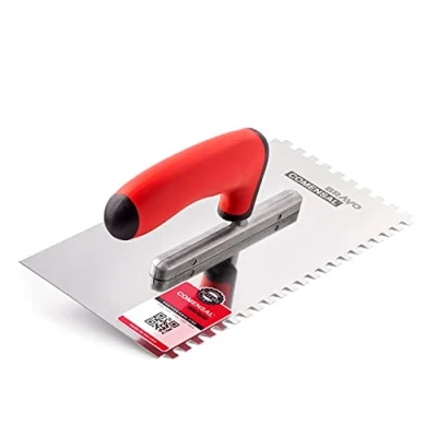 Immagine di COMENSAL® Frattone Dentato 6 mm in Acciaio Inox Inossidabile Dentata per Colla Cazzuola Made EU 270 x 128