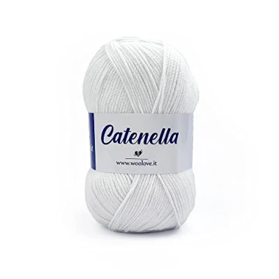 Immagine di Woolove Catenella Filato misto in cotone ecologico e poliestere Ideale per amigurumi certificato Oeko Tex Standard 100 Ferri/uncinetto: 3.00/4.00 Bianco 101 1 pz gr