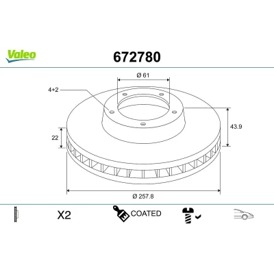 Immagine di VALEO Disco freno RENAULT: Clio 4, Captur, V Hatchback, DACIA: Lodgy, Dokker Express, Station Wagon 672780 402061200R,402067016R