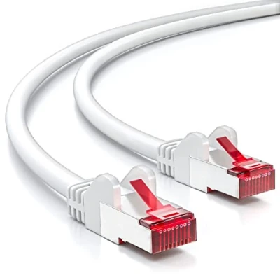 Immagine di deleyCON 5m Cavo Patch CAT6 S/FTP PIMF Schermatura CAT 6 RJ45 di Rete Ethernet LAN Router DSL Switch Modem Bianco